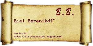 Biel Bereniké névjegykártya